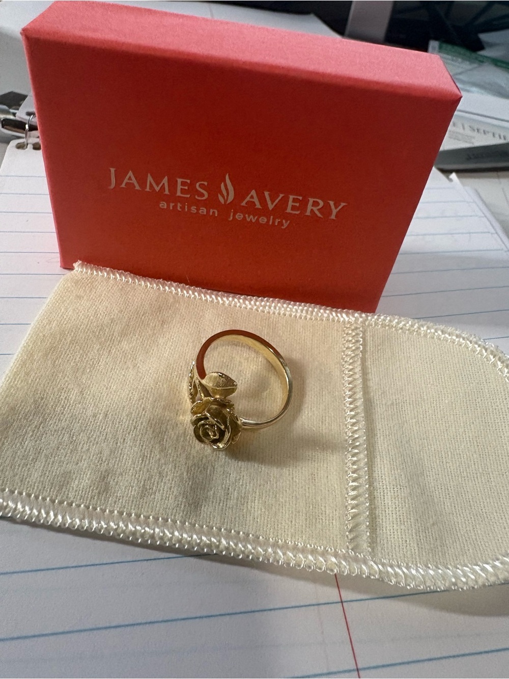 James Avery 14k Gold Rose Ring with Sculpted Blossom